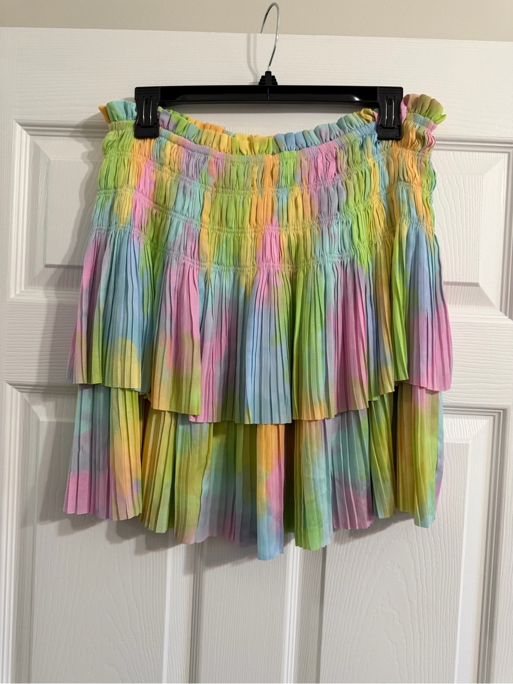Current Air Pastel Tie-Dye Pleated Tiered Mini Skirt